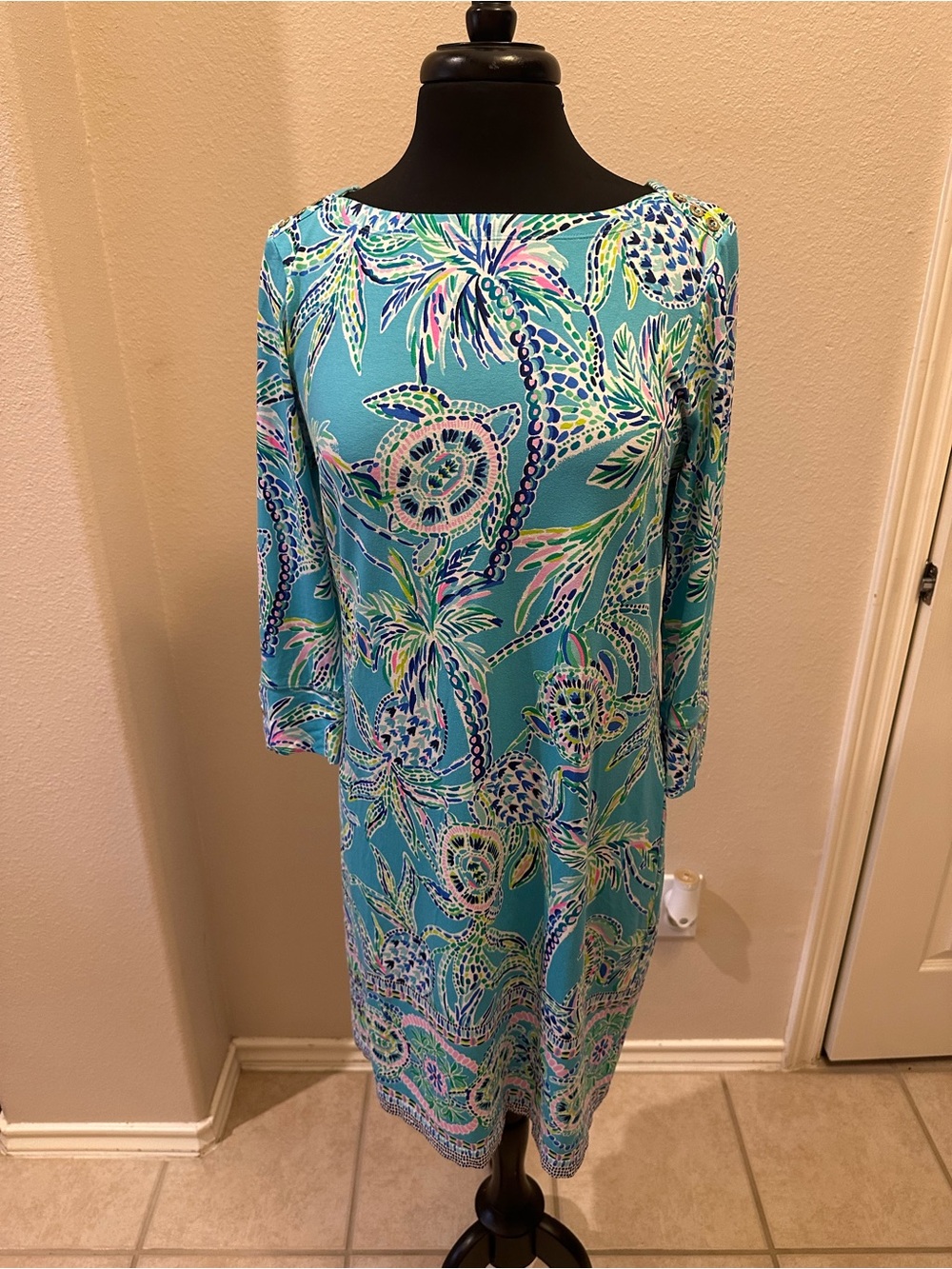 Lilly Pulitzer Blue Multi Color Turtle Print Dress